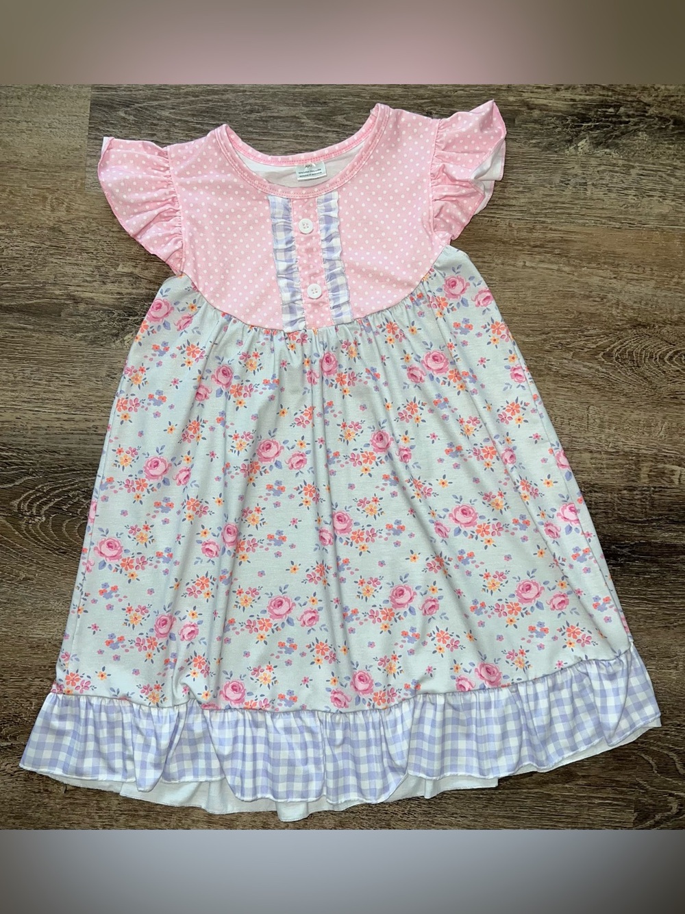 Girls' Pink Floral Ruffle Dress
